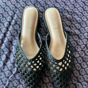 Joie Behold Black Lace  Woven Mules Size 7.5M